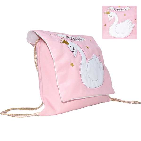 Υφασμάτινη τσάντα backpack μεγάλη, με θέμα τον κύκνο