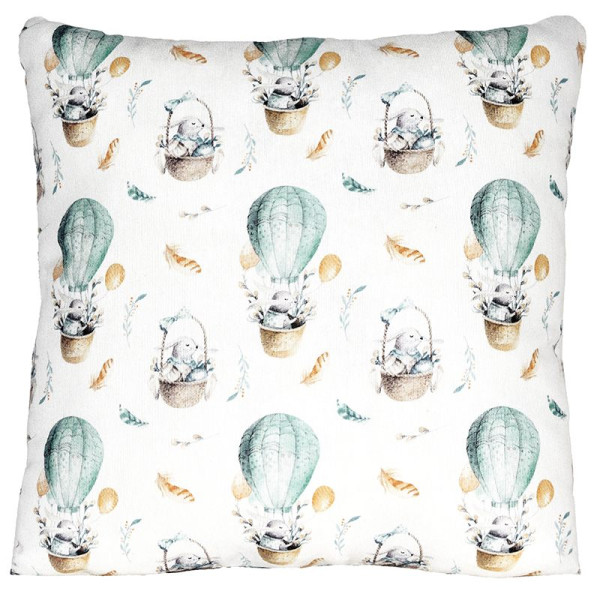 Μαξιλάρι τετράγωνο με σχέδιο λαγουδάκι σε αερόστατο