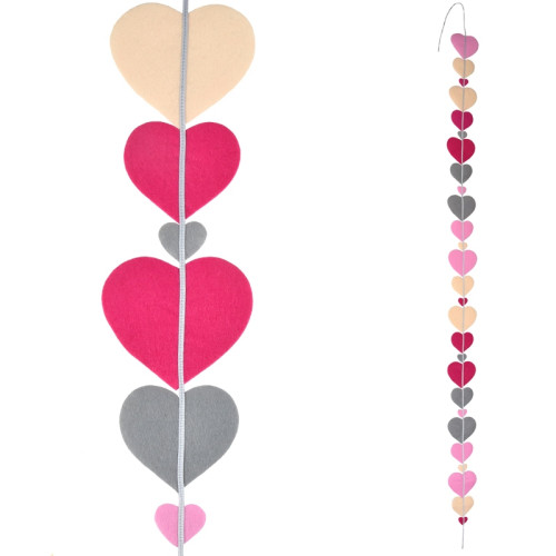 Τσόχινη γιρλάντα με σχέδια καρδιές σε 3 μεγέθη