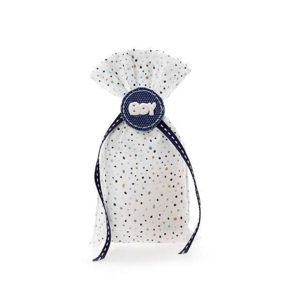 Πουγκί μπομπονιέρα με πουά χρωματισμό για βάπτιση