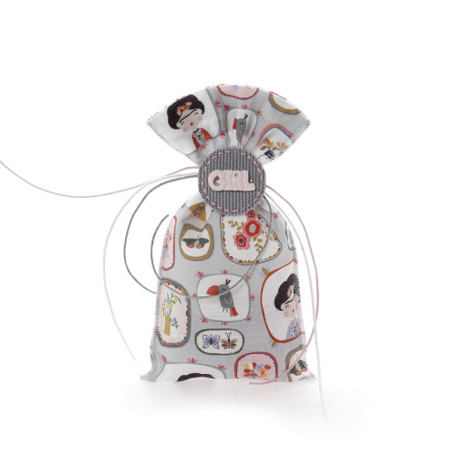 Μπομπονιέρα πουγκάκι με σχέδιο τη Frida Kahlo