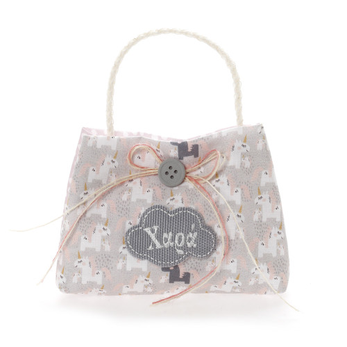 Τσαντούλα μπομπονιέρα βάπτισης με σχέδιο μονόκερο