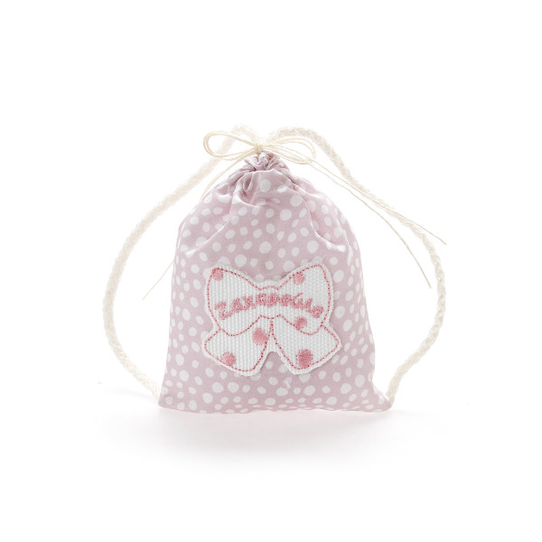 Μπομπονιέρα βάπτισης πουγκάκι σε χρώμα ροζ πουά