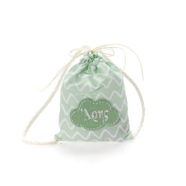 Μπομπονιέρα βάπτισης πουγκί στο χρώμα της μέντας