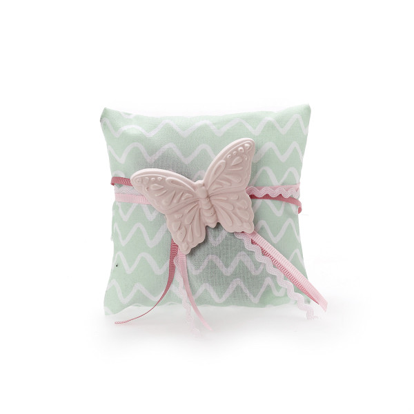 Μπομπονιέρα διακοσμητικό μαξιλαράκι στο χρώμα της μέντας