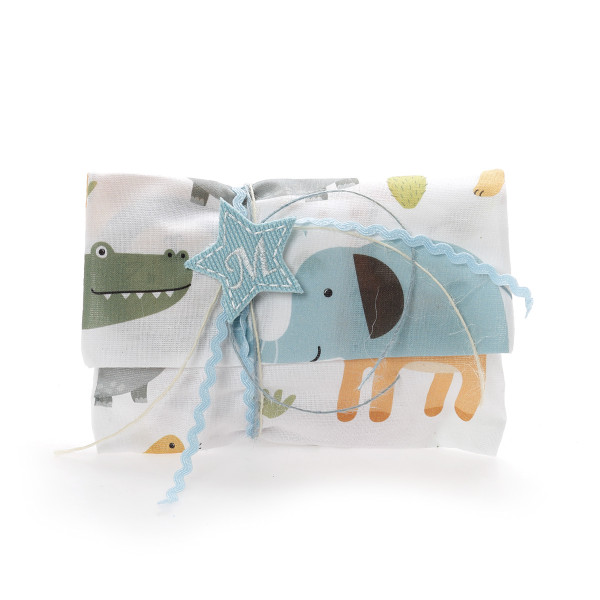 Μπομπονιέρα βάπτισης φάκελος με παιχνιδιάρικα ζώα