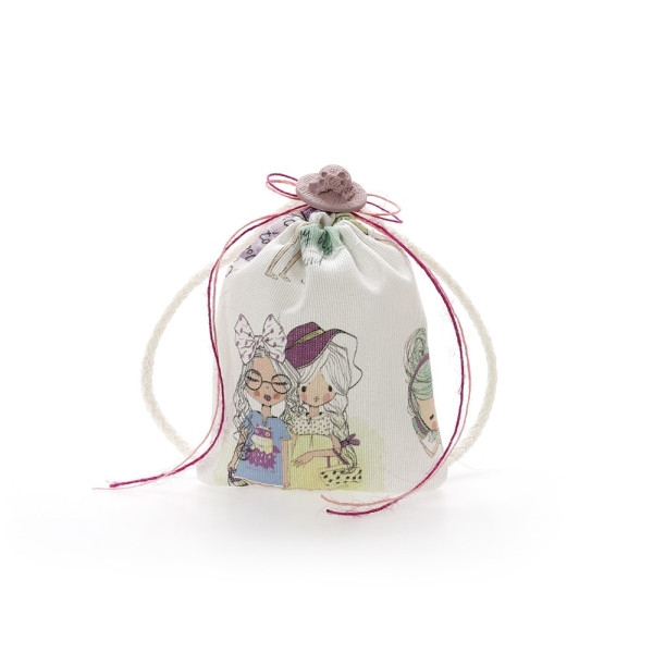 Πουγκάκι μπομπονιέρα με φιγούρες κοριτσάκια